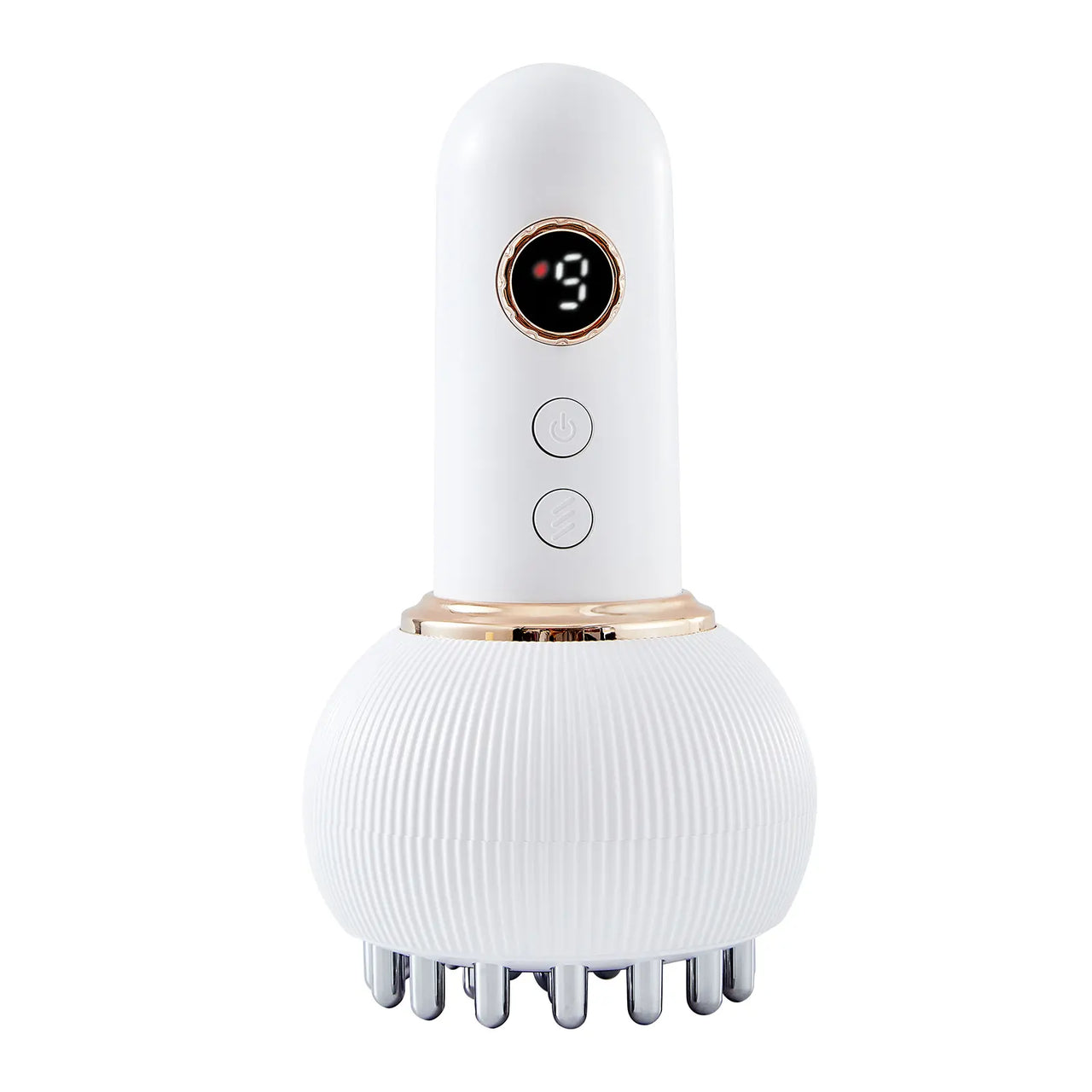 Professional Handheld Massager for Muscle & Lymphatic Support - Rechargeable Device with Heat & Vibration for Full-Body Care on Neck, Back, Arms, Waist, Belly & Legs, Portable White Gift